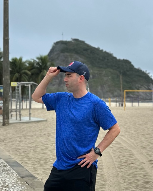 Eric hanging out in Copacabana, Rio de Janeiro, Brazil on the beach.