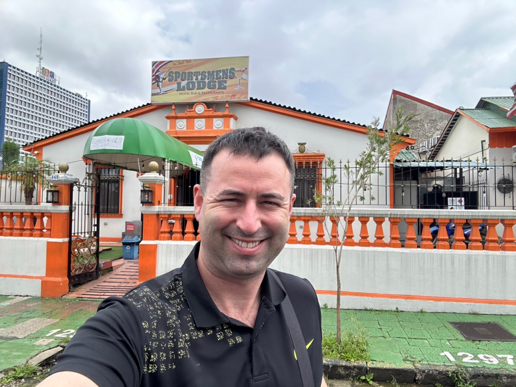 American expat visiting Sportsmen's Lodge in San Jose, Costa Rica.