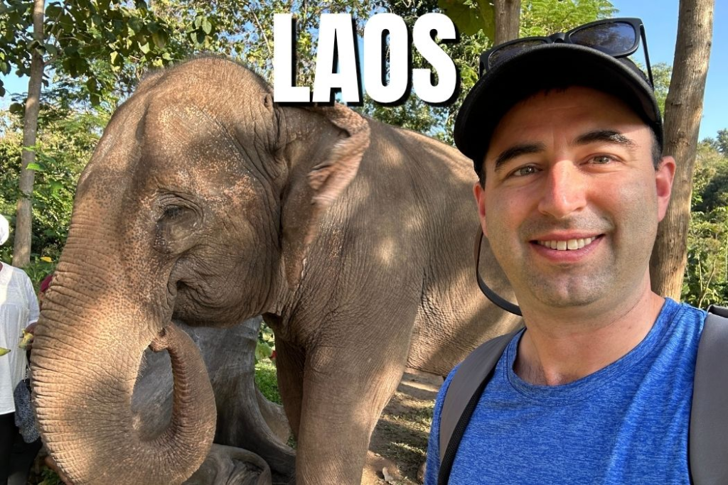 American expat visits elephants in Laos.