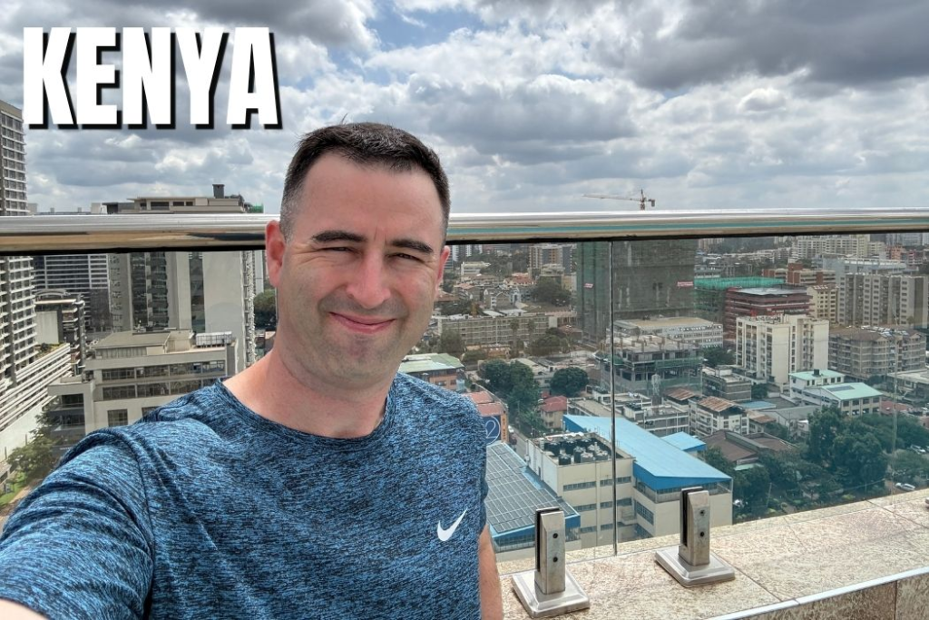 American expat visits Nairobi Kenya rooftop apartment in Westlands.